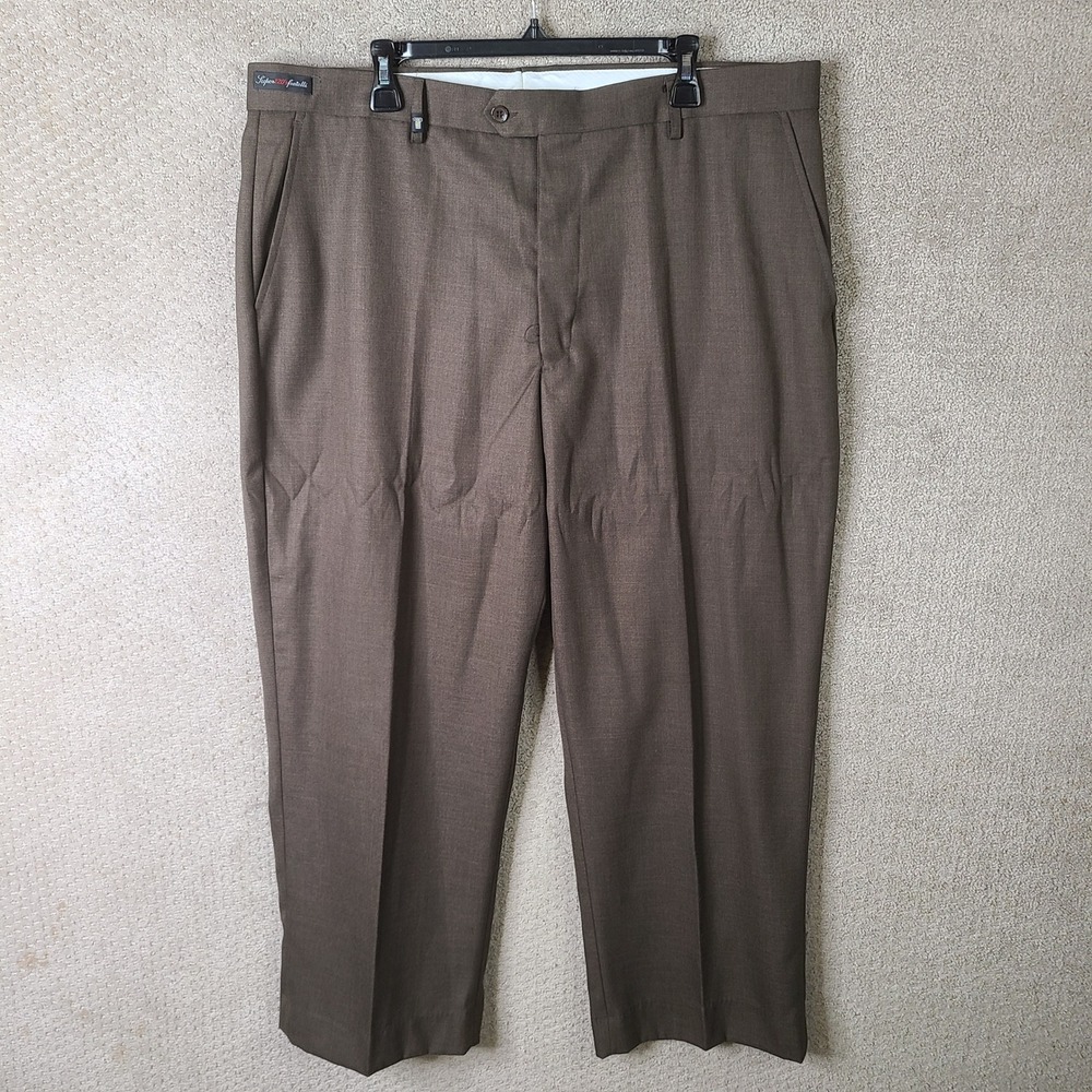 Alberto Cardinali Dress Pants Mens 42x30 Brown Flat Front Poly Rayon Trouser